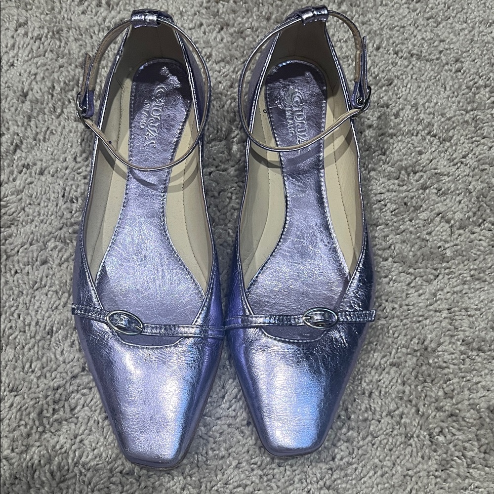 Elegant Metallic Ankle Strap Flats